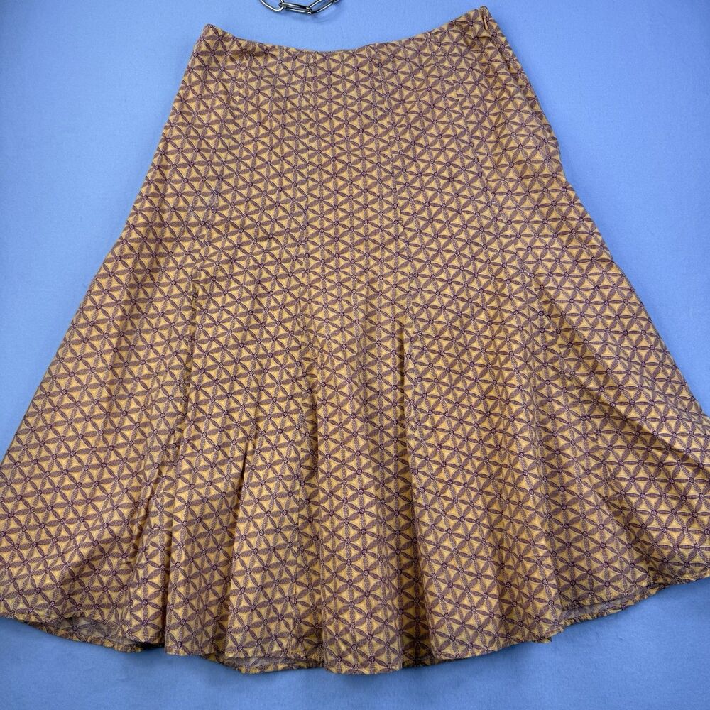 GAP Skirt Y2K Flowing Geometric Floral Orange Purple Cotton Size 1 WST-1077